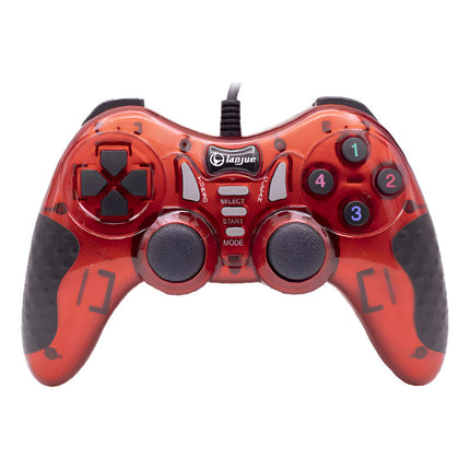 Joystick Pc Usb Cableado Langue L3000 Rojo Rojo