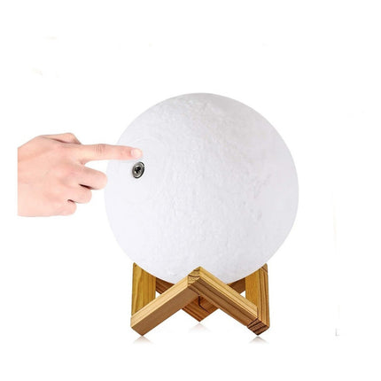 Veladora Rgb Luna Lampara Con Base De Madera 12cm Diametro Rgb Rgb