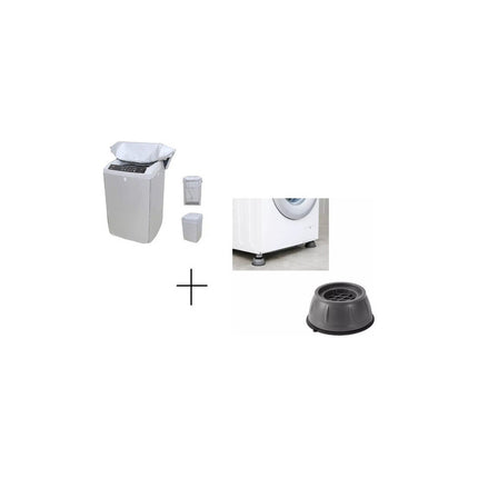 Funda Para Lavarropas Carga Superior + 4bases Antivibración  Gris