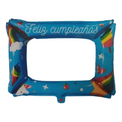 Marco Para Fotografia Cumpleaños Unicornio Globo X
