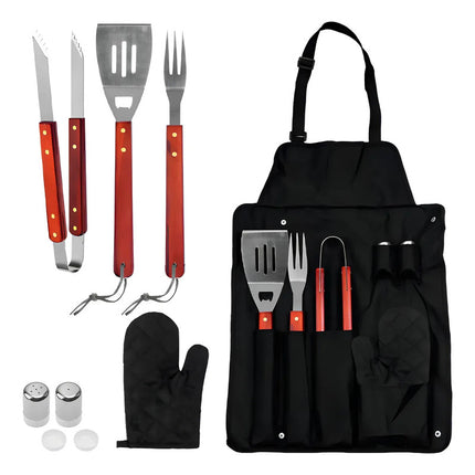 Set Completo De Asador 7 Piezas Con Delantal Y Utensilios