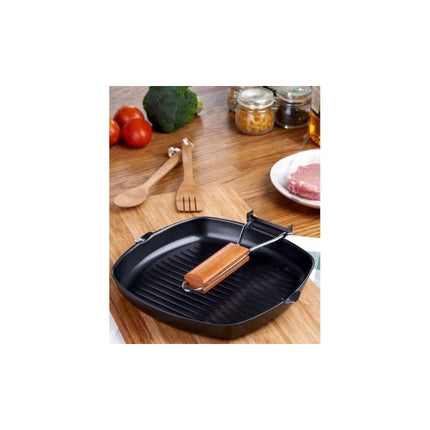 Sarten Plancha Bifera Grill Antiadherente, Ollas Asador 28cm Negro