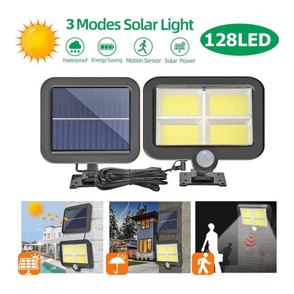 Foco Panel Solar 4 Exterior Sensor Mov Control Jardi Luz Le Blanco Frío