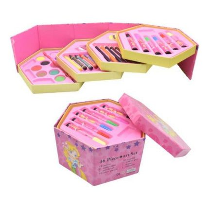 Set De Arte En Caja Hexagonal Con 46 Piezas