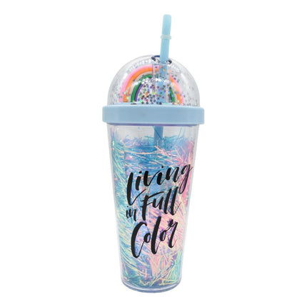 Vaso Acrílico Con Tapa Y Sorbito 380ml.