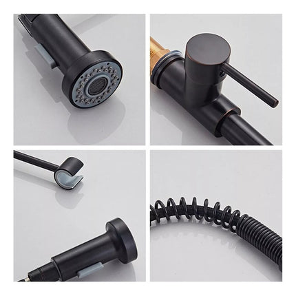 Canilla Monocomando Pico Flexible Extensible Cocina Mesada  Negro Mate
