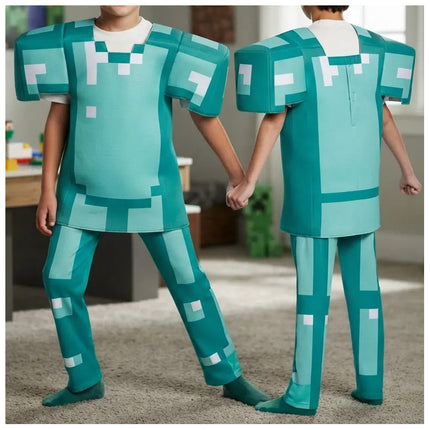 Disfraz Armour Minecraft Completo Para Niños Celeste L
