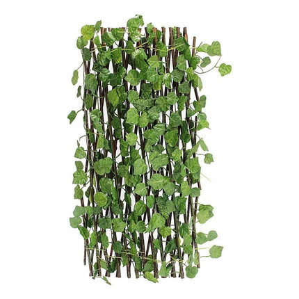 Cerco Extensible Madera Con Follaje De Pvc Emredadera Grande Marrón Y Verde