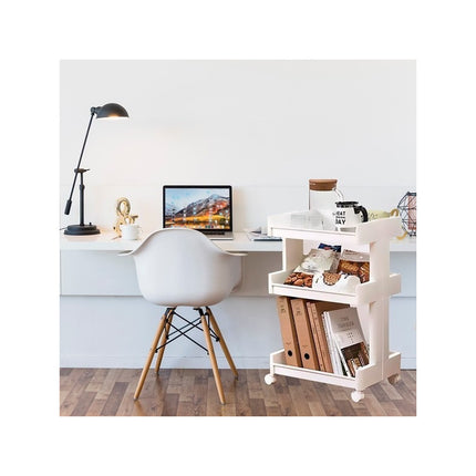 Mueble Estanteria De Plastico 3 Estantes Bandeja  Con Rueda Blanco