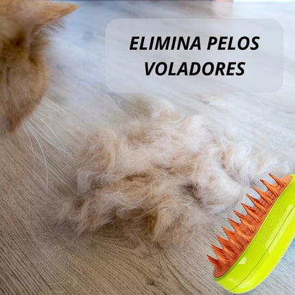 Cepillo De Vapor 3en1 Masajeador Para Mascotas Perros Gatos Color Verde Lima
