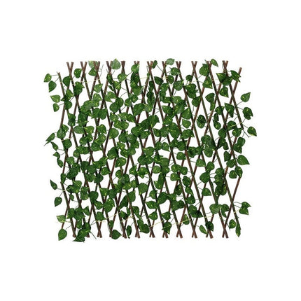 Cerco Extensible Madera Con Follaje De Pvc Emredadera Grande Marrón Y Verde
