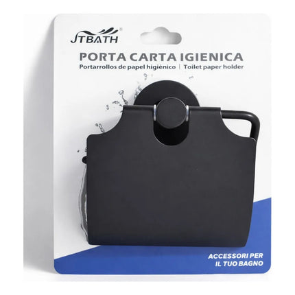 Portarrollos De Papel Higiénico Con Tapa  Cba01007/6 Negro