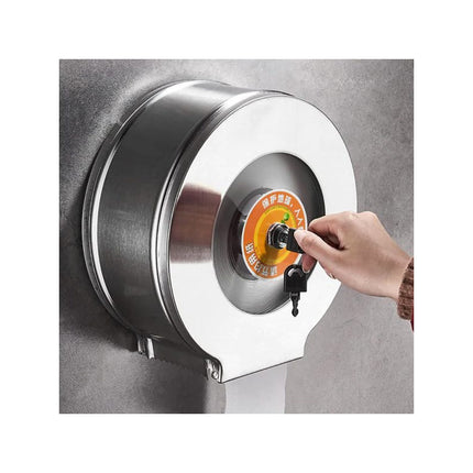 Porta Rollo Metalico Con Llave Para Papel Gris