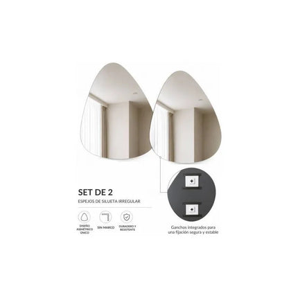 Set X 2 De Espejos Asimétricos Sin Marco 55x45cm.cpf00843 Espejo