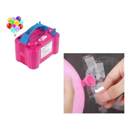 Inflador Globos Eléctrico + 5 Rollos Cinta Arco 5 Metros C/u