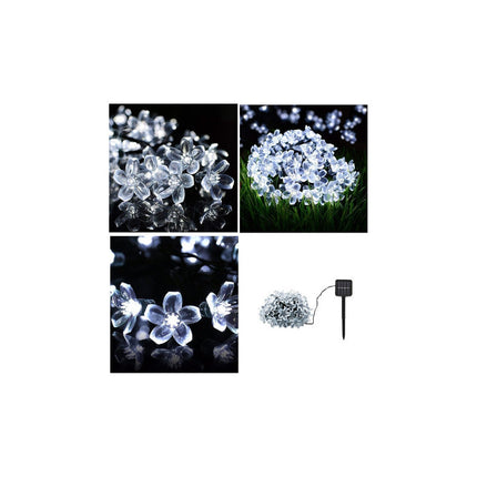 Guirnalda Solar Para Exterior Decoración Flores Blancas