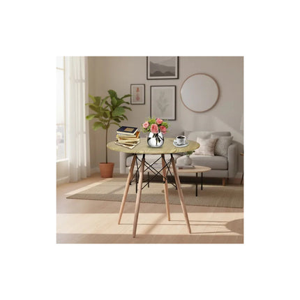 Mesa Redonda Tipo Eames Mesa Comedor Reforzada Patas Madera V