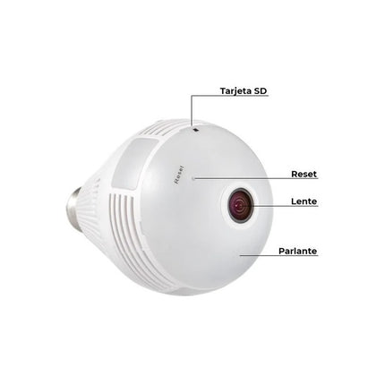Camara Lampara Led 360 Hd Luz Audio Graba Seguridad Blanco