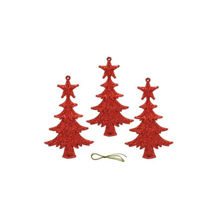 Adorno De Navidad Colgante Con Brillos X 3. Rojo Ccm00744 Rojo
