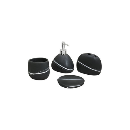 Juego Ceramico Para Negro Lineas Baño 4pz Lh-3648