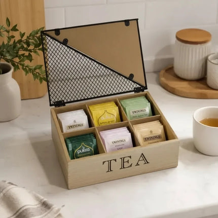 Caja De Madera Para Sobres Té  Chw03886 Marrón Claro