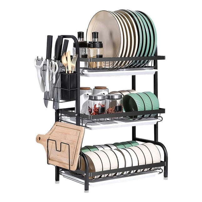 Escurridor Platos Metal 3 Pisos Sobre Mesada Oferta Negro