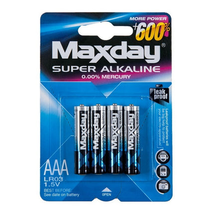 Pilas Baterias Alcalinas Aaa Maxday Calidad Pack 4 Uni 1,5v