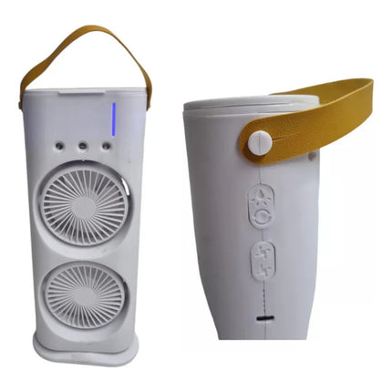 Ventilador Doble Portatil Humificador Con Luz Led