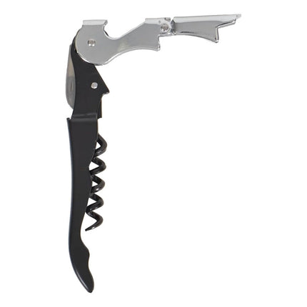 Destapador De Acero Con Saca Corcho Negro  Negro