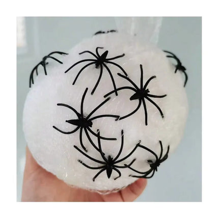 Tela De Araña Con Luz 80cm Para Decoración Halloween Blanco