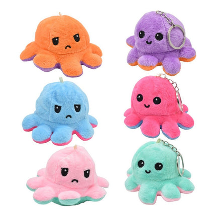 Llavero Pulpo Reversible De Peluche 10x6cm. V
