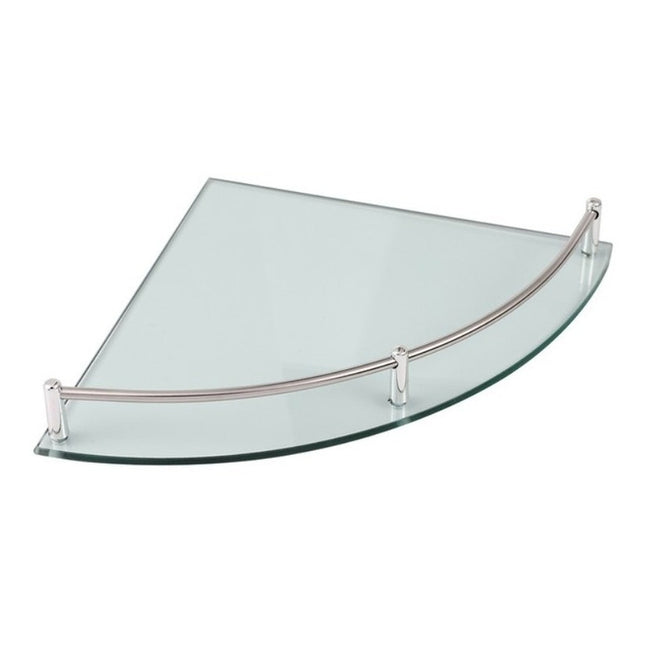 Repisa Esquinero De Vidrio Baño 23.5 Cms Radio Ducha Pared Plateado