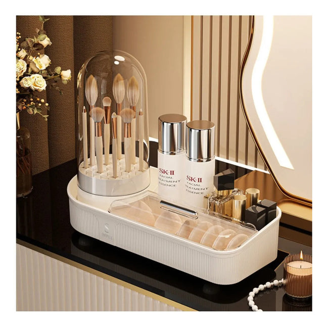 Organizador Giratorio Para Maquillajes Y Cosméticos 3 En 1 Beige