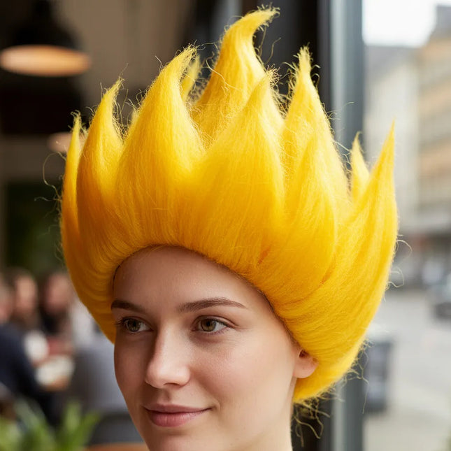Peluca Amarilla Para Cosplay Altura 26cm Amarillo 1