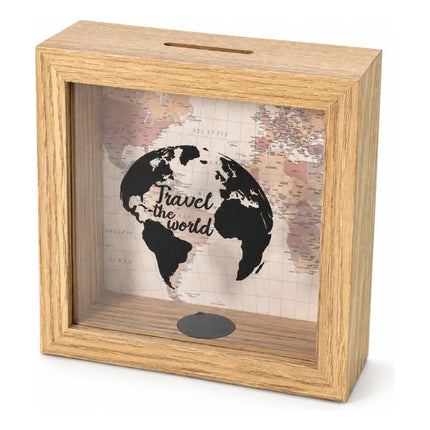 Alcancía Caja De Madera Diseño Viajero Cgf01172 Madera