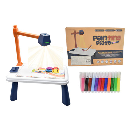 Mesa De Dibujo Con Proyector Libreta Y Marcadores Niños X