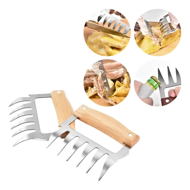 Garras Para Desmenuzar Carne - 1 Par Metal Y Madera