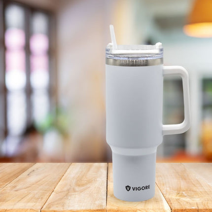 Vaso Termico Vigore Con Tapa Y Sorbito Blanco 1200ml Blanco Lisa