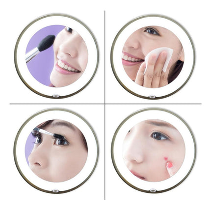 Espejo Para Maquillaje Con Luz Led Y Aumento X10 Rota De 90° Blanco
