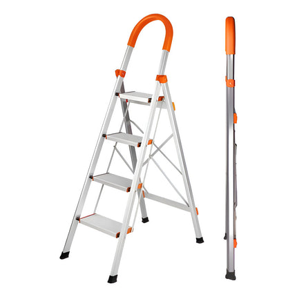 Escalera Plegable Metálica 4 Escalones Naranja V