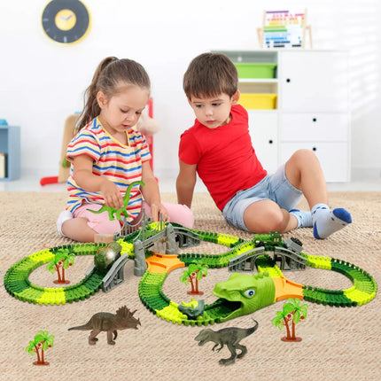 Pista De Carreras De Dinosaurios Para Niños 275 Piezas Verde