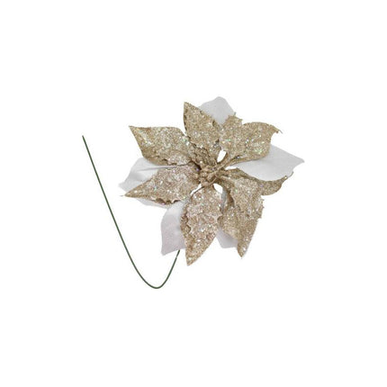 Adorno De Navidad Flor Champagne Con Tallo 22cm Ccm00473 Champagne