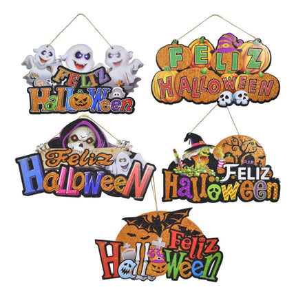 Adorno Cartel Colgante De Halloween 36x20cm. Feliz Halloween