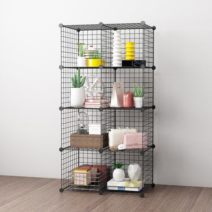 Mueble Estantería De Metal, 8 Estantes En Caja Negro