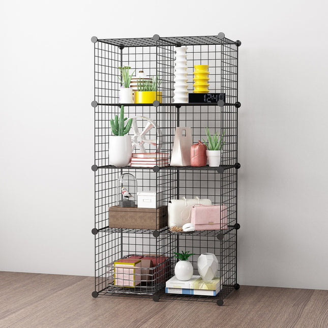 Mueble Estantería De Metal, 8 Estantes En Caja Negro