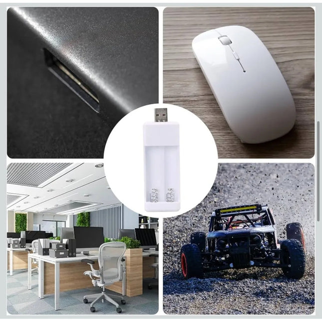 Cargador De Pilas Aa Recargables Usb + 2 Pilas 700mah 1.2v
