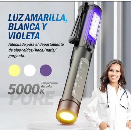 Linterna Led Médica Diagnóstico Recargable Usb-c 3 Luces V