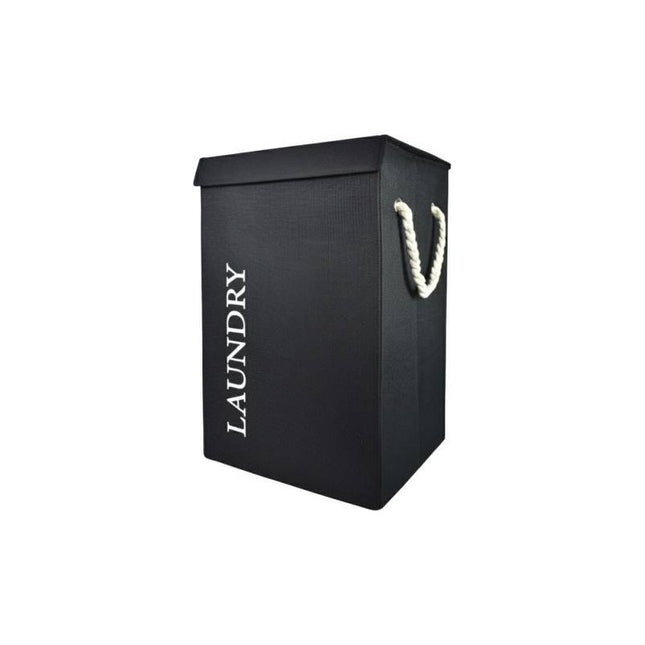 Canasto De Tela Para Ropa 54x36x32cm. Laundry Negro Lisa