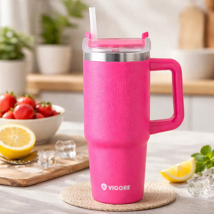Vaso Térmico Vigore Con Tapa Y Sorbito Fucsia 900ml Fucsia