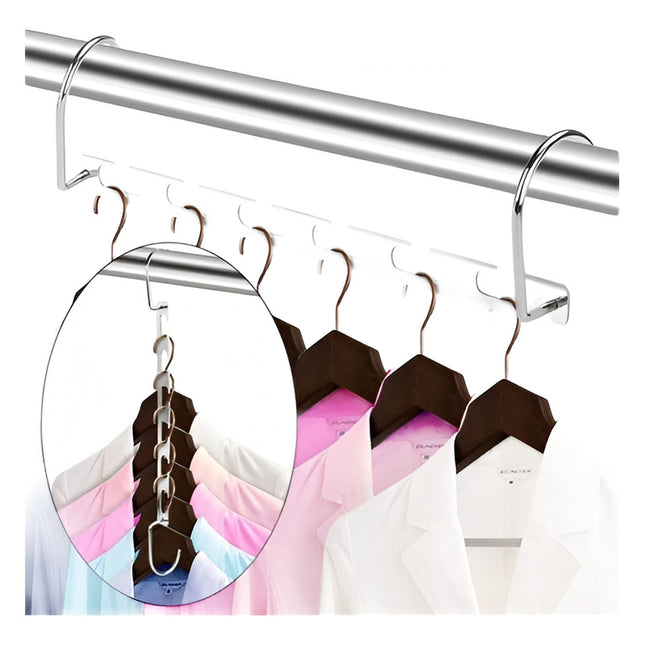 Perchero Telescopico De Metal, Plegable Regulable 6 Perchas Plateado